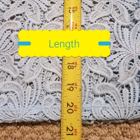 NWOT LOFT crochet floral lace light blue short sleeve boxy top - Picture 8 of 10